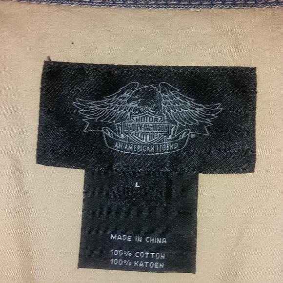 HARLEY Davidson mens denim long sleeve shirt - Picture 2 of 12